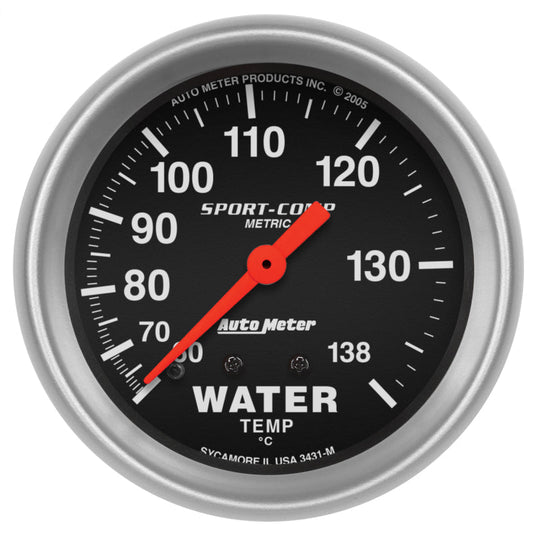 AutoMeter - Autometer 2-5/8in 60-140 Degree C Mechanical Water Temperature Sport-Comp Gauge - Demon Performance