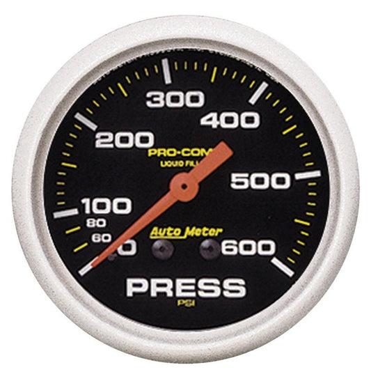 AutoMeter - Autometer 2-5/8in Pro-Comp Liquid Filled Mechanical 600 PSI Pressure Gauge - Demon Performance