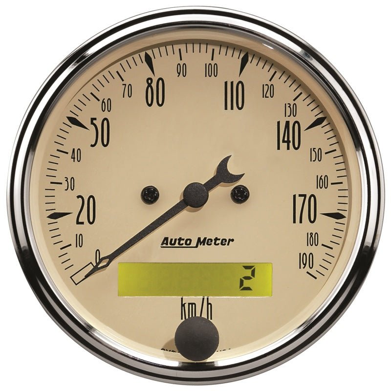 AutoMeter - Autometer 3-1/8in 0-190km/h Antique Beige Elec. Programmable Speedometer - Demon Performance