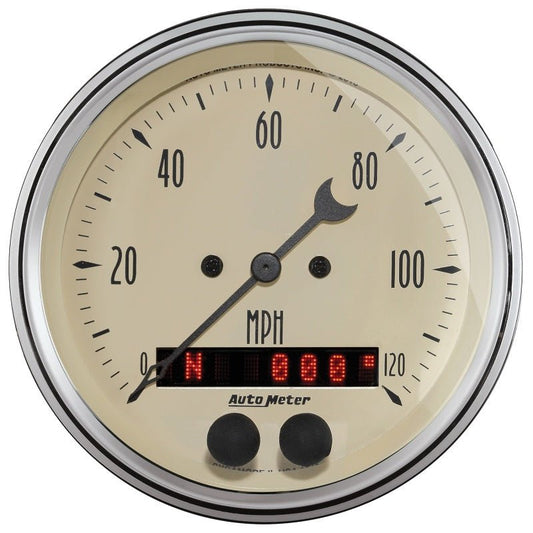 AutoMeter - Autometer 3-3/8in Antique Beige 120 MPH GPS Speedometer Gauge - Demon Performance