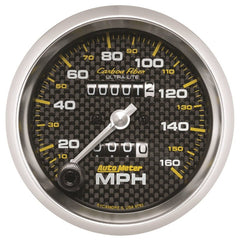 AutoMeter - Autometer 3-3/8in Carbon Fiber 0-160MPH Mechanical Speedometer - Demon Performance