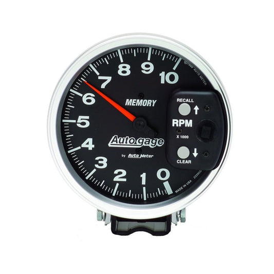 AutoMeter - Autometer 5 inch 10,000 RPM w/ Peak Memory Pedestal Tachometer Auto Gage - Black - Demon Performance