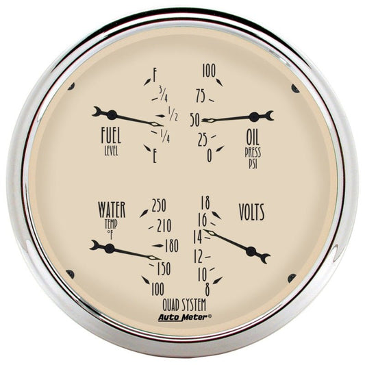 AutoMeter - Autometer 5 inch Antique Beige 2 Piece Gauge Kit - Quad & Speedometer - Demon Performance