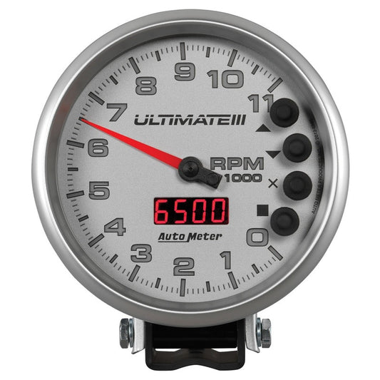 AutoMeter - Autometer 5 inch Ultimate III Playback Tachometer 11000 RPM - Silver - Demon Performance