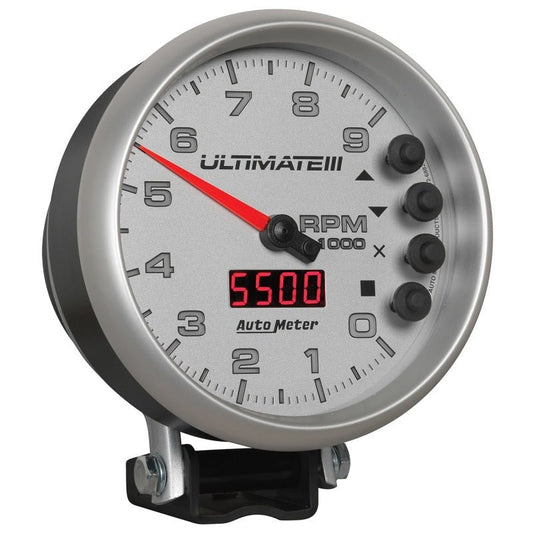 AutoMeter - Autometer 5 inch Ultimate III Playback Tachometer 9000 RPM - Silver - Demon Performance