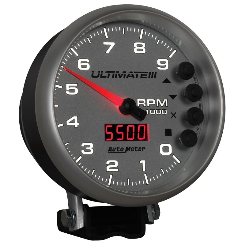 AutoMeter - Autometer 5 inch Ultimate III Playback Tachometer 9000 RPM - Silver - Demon Performance