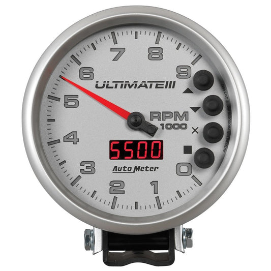 AutoMeter - Autometer 5 inch Ultimate III Playback Tachometer 9000 RPM - Silver - Demon Performance