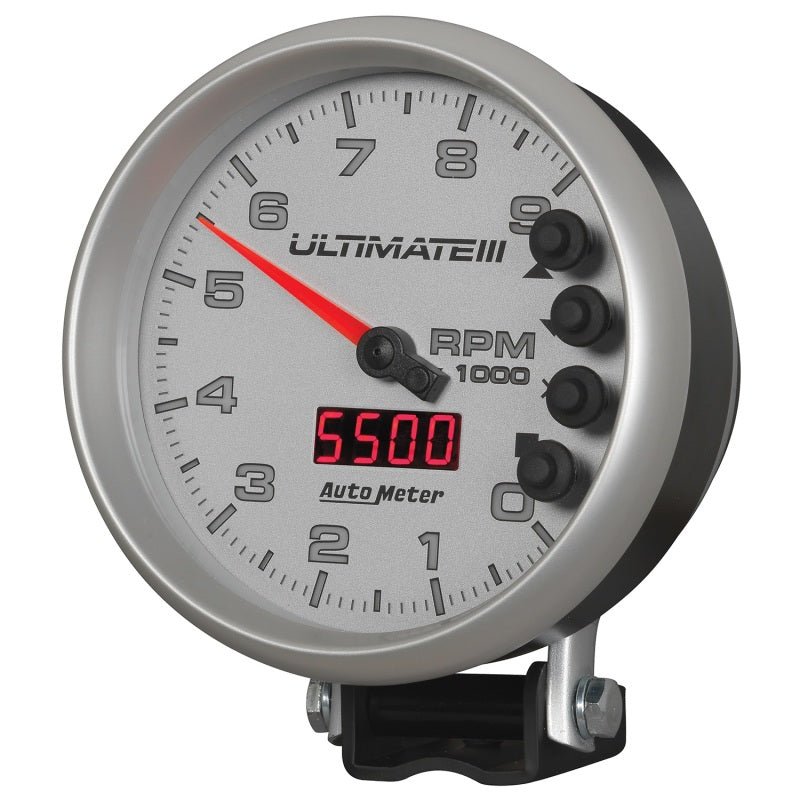 AutoMeter - Autometer 5 inch Ultimate III Playback Tachometer 9000 RPM - Silver - Demon Performance