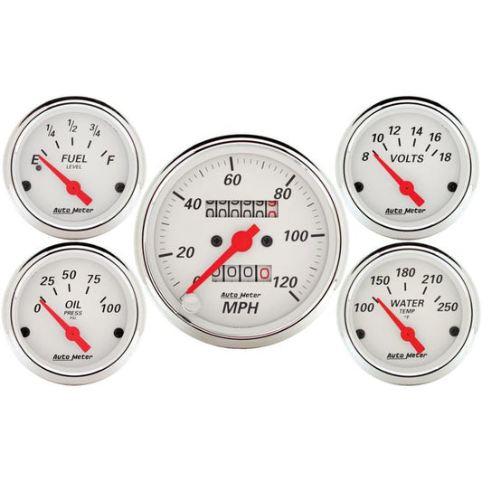 AutoMeter - Autometer 5 piece Kit (Mech Speed/Elec Oil Press/Water Temp/Volt/Fuel Level) - Demon Performance