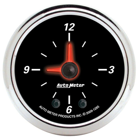 AutoMeter - Autometer 52mm Full Sweep Electric 12 Hour Clock (Inc 10.5 ft Tubing or Wiring Harness) - Demon Performance