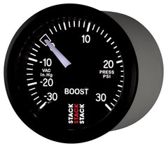 AutoMeter - Autometer 52mm Stack Instruments -30INHG to +30PSI Mechanical Boost Gauge - Black - Demon Performance