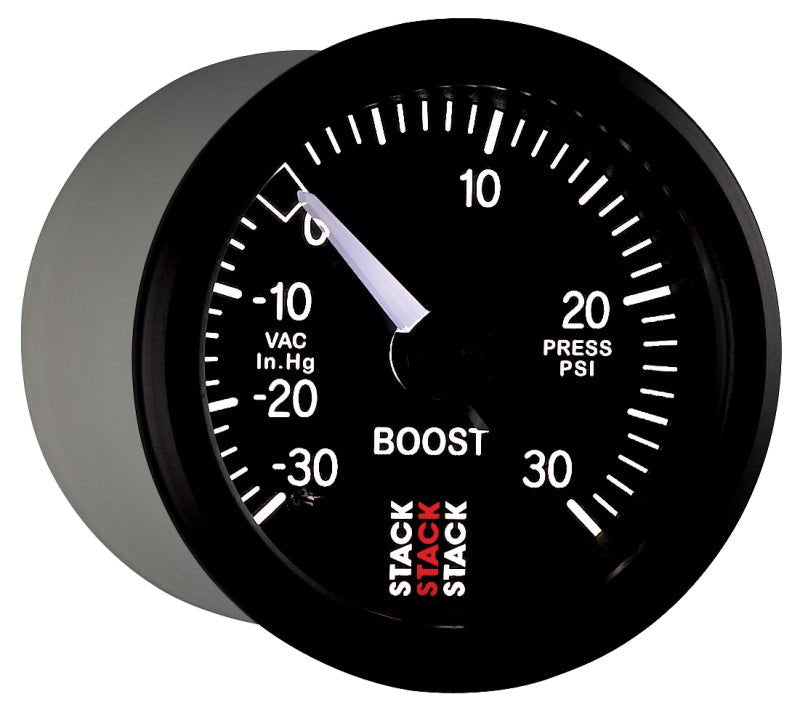 AutoMeter - Autometer 52mm Stack Instruments -30INHG to +30PSI Mechanical Boost Gauge - Black - Demon Performance