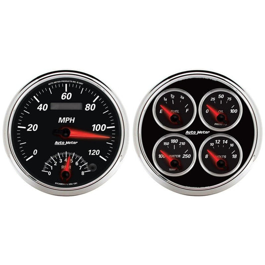 AutoMeter - Autometer 5inch Kit Box - Tach Speedo Combo / Oil Pressure / Water Temp / Volt / Fuel Level - Demon Performance