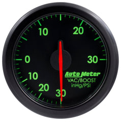 AutoMeter - Autometer Airdrive 2-1/6in Boost/Vac Gauge 30in HG/30 PSI - Black - Demon Performance