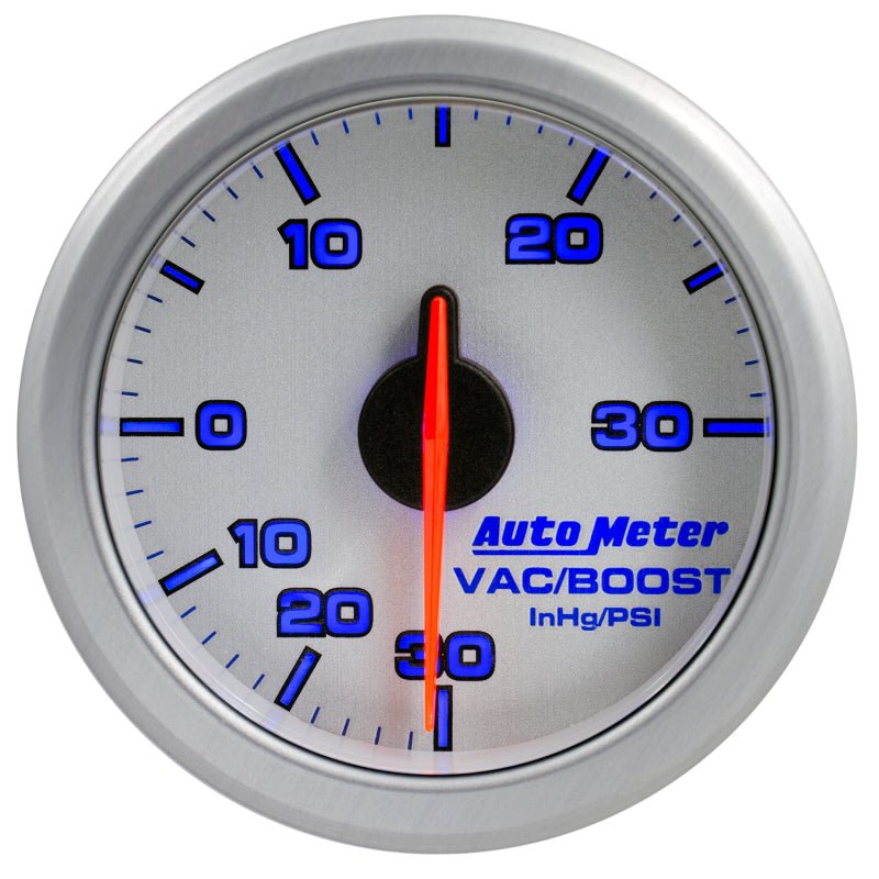 AutoMeter - Autometer Airdrive 2-1/6in Boost/Vac Gauge 30in HG/30 PSI - Silver - Demon Performance