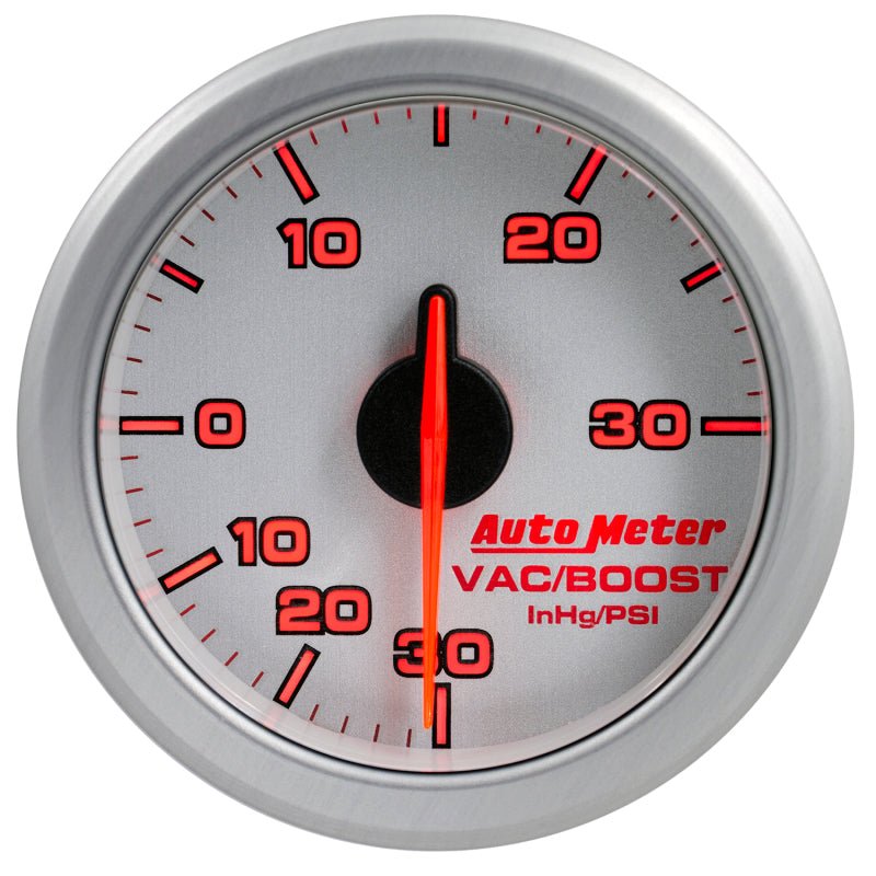 AutoMeter - Autometer Airdrive 2-1/6in Boost/Vac Gauge 30in HG/30 PSI - Silver - Demon Performance