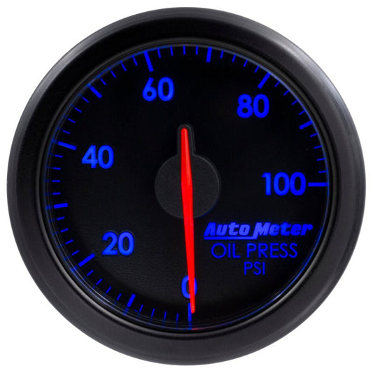 AutoMeter - Autometer Airdrive 2-1/6in Oil Pressure Gauge 0-100 PSI - Black - Demon Performance