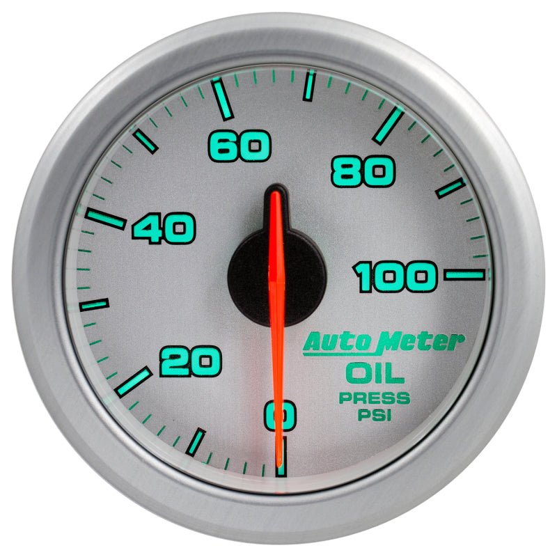 AutoMeter - Autometer Airdrive 2-1/6in Oil Pressure Gauge 0-100 PSI - Silver - Demon Performance