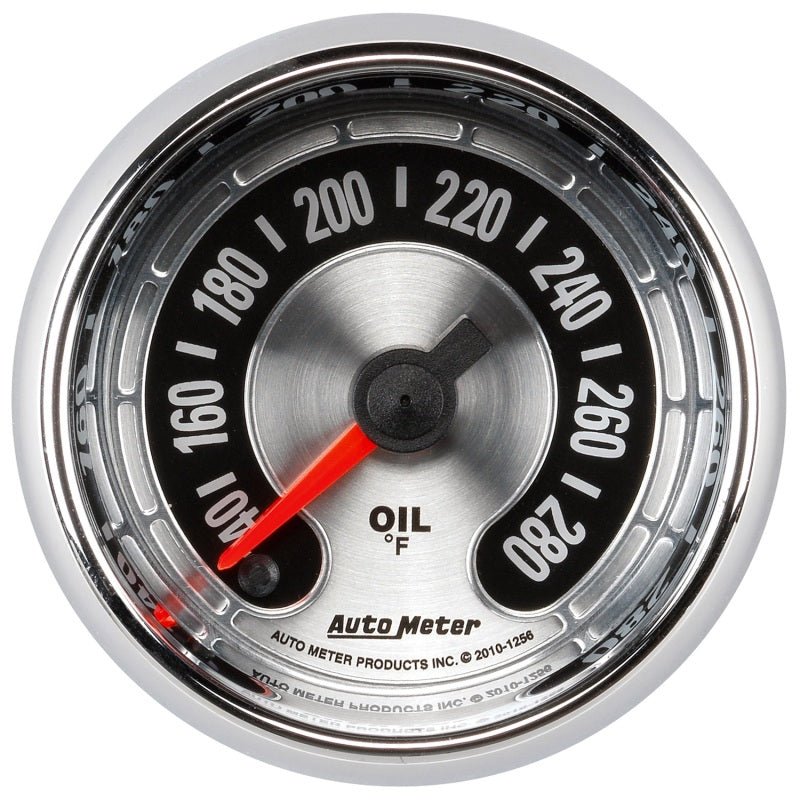 AutoMeter - Autometer American Muscle 2-1/16in Full Sweep Electric Digital Stepper 140-280 Deg F Oil Temp Gauge - Demon Performance