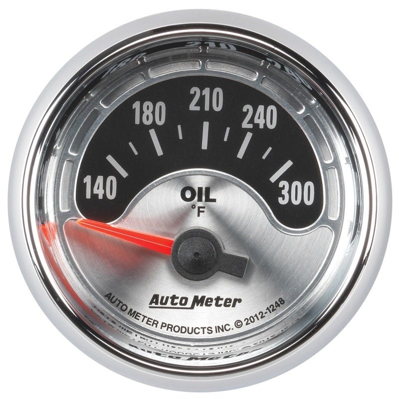 AutoMeter - Autometer American Muscle 2-1/16in Short Sweep Electric 140-300 Deg F Oil Temp Gauge - Demon Performance