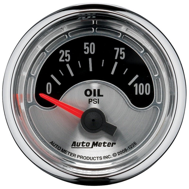 AutoMeter - Autometer American Muscle 52mm Short Sweep Electric 100PSI Oil Pressure Gauge - Demon Performance