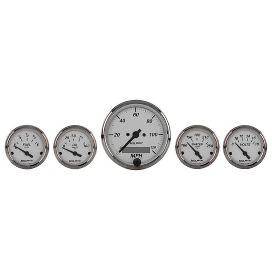 AutoMeter - Autometer American Platinum 5 Piece Kit (Elec Speed/Oil Press/Water Temp/Volt/Fuel Level) - Demon Performance