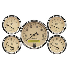 AutoMeter - Autometer Antique Beige 5-Gauge Kit 3-1/8in Electrical Speedometer 190KPH - Demon Performance