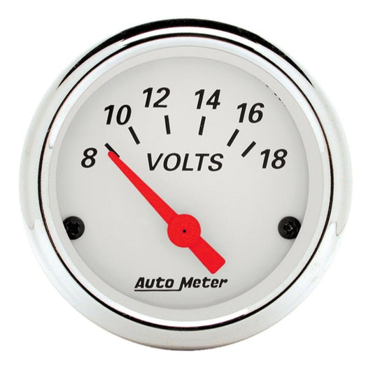 AutoMeter - Autometer Arctic White 2-1/16in 8-18 Volts Air-Core Voltmeter Gauge - Demon Performance