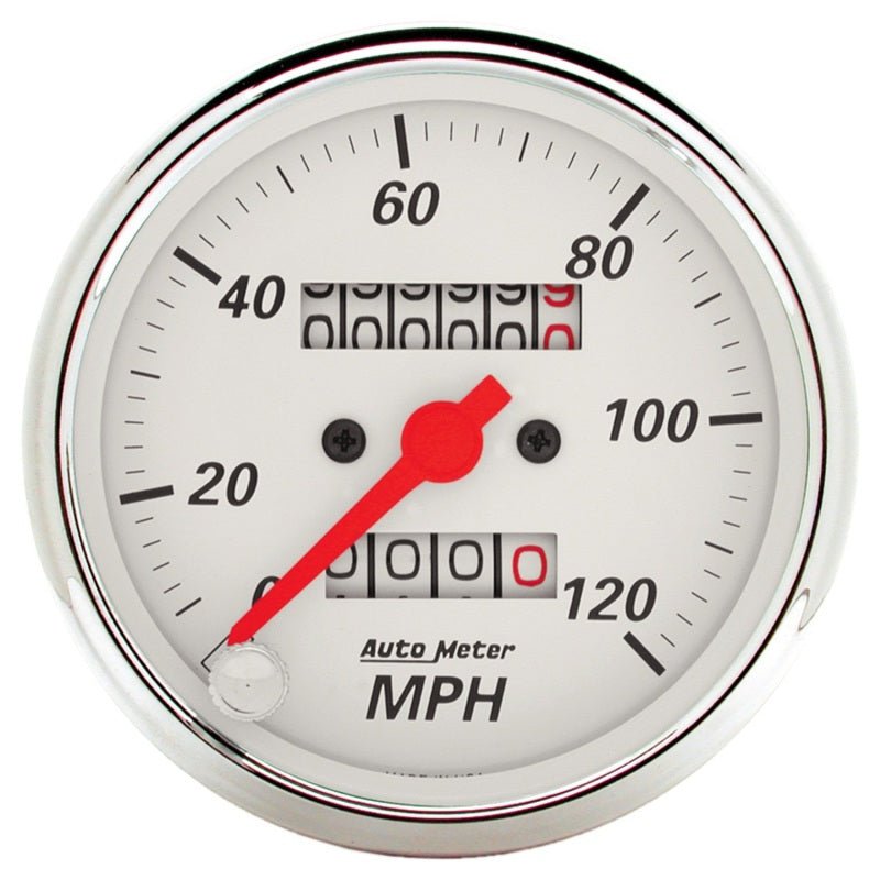 AutoMeter - Autometer Arctic White 3-1/8in 0-120 MPH Mechanical Speedometer Gauge - Demon Performance