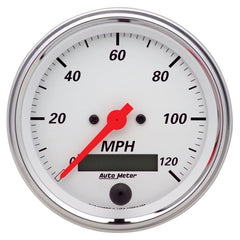 AutoMeter - Autometer Arctic White 3 3/8in 0-120 MPH Electronic Speedometer w/ LCD ODO Gauge - Demon Performance