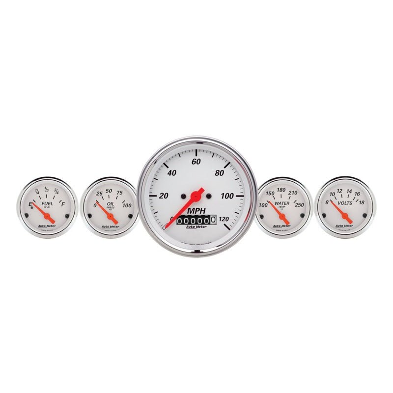 AutoMeter - Autometer Arctic White 3-3/8in Electric Speedometer with Wheel Odometer/ 2-1/16in Oil Pressure - Demon Performance