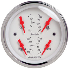 AutoMeter - Autometer Arctic White 3-3/8in Kit Box w/Elec Speedo Elec Oil Press, Water Temp, Volt, Fuel Level - Demon Performance