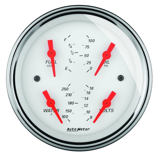 AutoMeter - Autometer Arctic White 5in Quad GA, Fuel Level, 0-90 OHM - Demon Performance