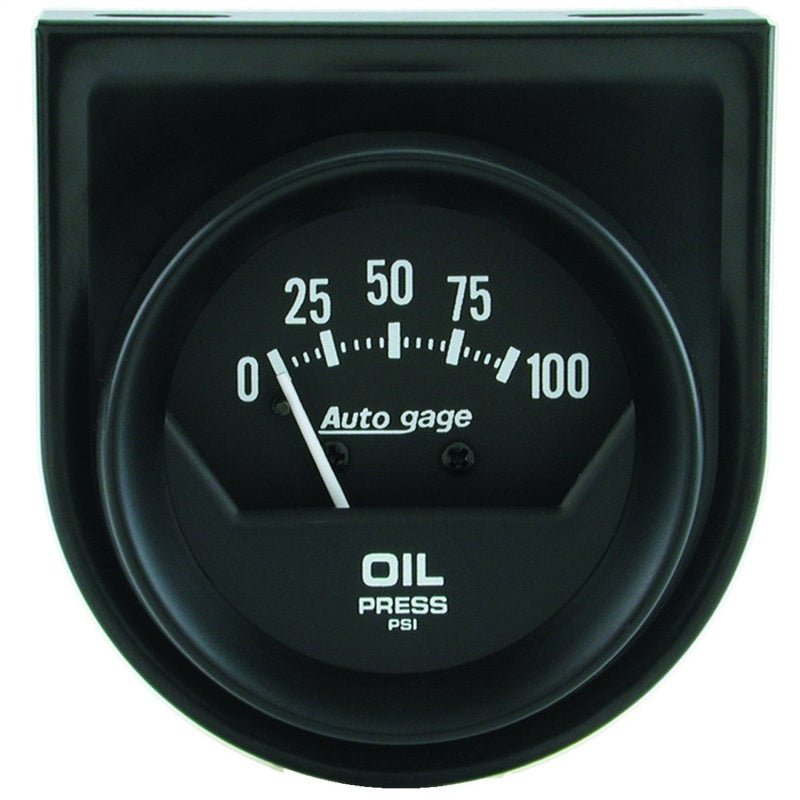 AutoMeter - Autometer Auto Gage 2in 100 psi Mechanical Short Sweep Black Oil Pressure Gauge - Demon Performance