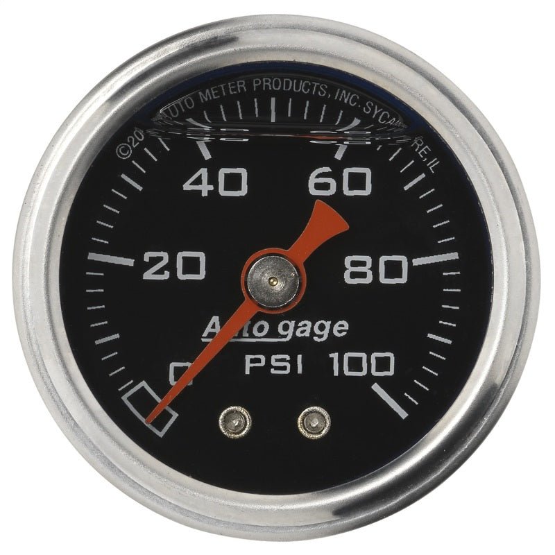 AutoMeter - Autometer AutoGage 1.5in Liquid Filled Mechanical 0-100 PSI Fuel Pressure Gauge - Demon Performance