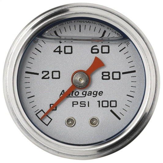 AutoMeter - Autometer AutoGage 1.5in Liquid Filled Mechanical 0-100 PSI Fuel Pressure Gauge - Silver - Demon Performance