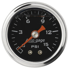 AutoMeter - Autometer AutoGage 1.5in Liquid Filled Mechanical 0-15 PSI Fuel Pressure Gauge - Black - Demon Performance