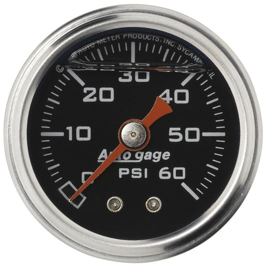 AutoMeter - Autometer AutoGage 1.5in Liquid Filled Mechanical 0-60 PSI Fuel Pressure Gauge - Black - Demon Performance