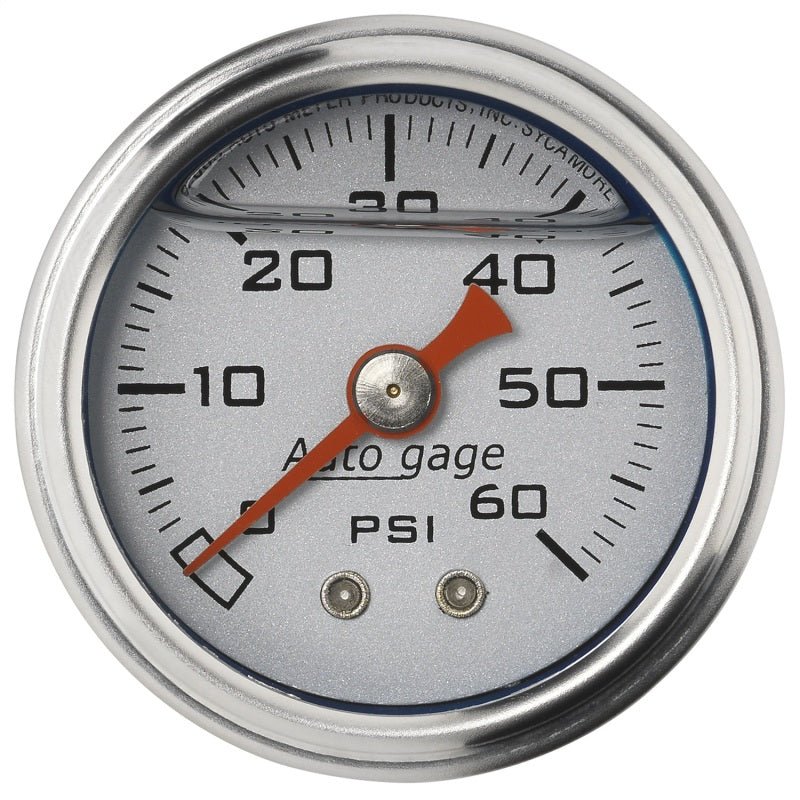 AutoMeter - Autometer AutoGage 1.5in Liquid Filled Mechanical 0-60 PSI Fuel Pressure Gauge - Silver - Demon Performance