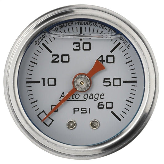 AutoMeter - Autometer AutoGage 1.5in Liquid Filled Mechanical 0-60 PSI Fuel Pressure Gauge - White - Demon Performance