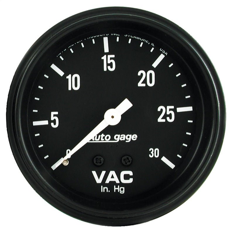 AutoMeter - Autometer AutoGage 2-5/8in. / 0-30 IN HG / Mechanical Full Sweep Vacuum Gauge - Demon Performance