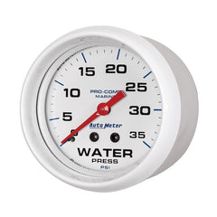 AutoMeter - Autometer AutoGage 2-5/8in. / 35 PSI Mechanical Water Press Gauge - Marine White - Demon Performance