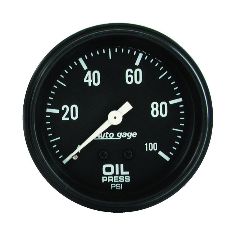 AutoMeter - Autometer AutoGage 2-5/8in Mechanical Black 0-100 PSI Oil Pressure Gauge - Demon Performance