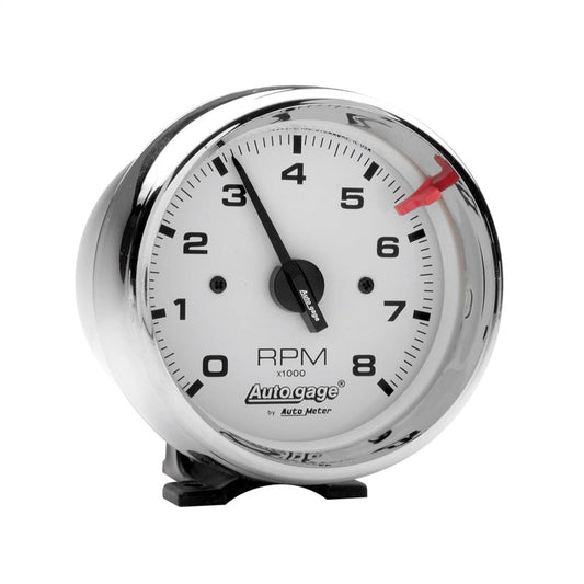 AutoMeter - Autometer Autogage 3-3/4in White 8000 RPM Pedestal Mount Tachometer - Demon Performance