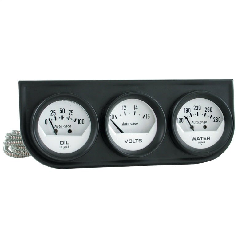 AutoMeter - Autometer AutoGage Analog Console Oil/Water Temp/Volt 2in Gauges White Dial - Black Bezel - Demon Performance