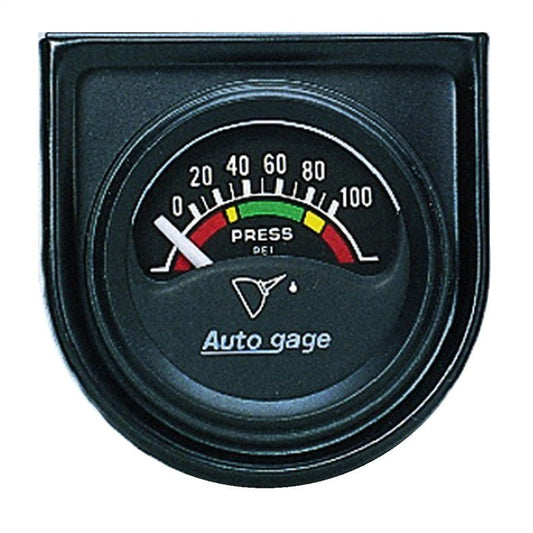 AutoMeter - Autometer AutoGage Gauge Console 1.5in 100psi Electric Oil Pressure Gauge - Black Dial/Black Bezel - Demon Performance