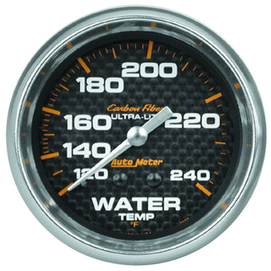 AutoMeter - Autometer Carbon Fiber 2-5/8in 120-240 Deg F Mechanical Water Temp Gauge - Demon Performance