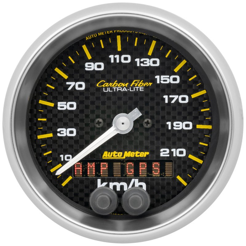 AutoMeter - Autometer Carbon Fiber 3-3/8in. 0-225KM/H (GPS) Speedometer Gauge - Demon Performance