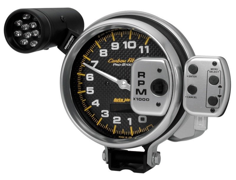 AutoMeter - Autometer Carbon Fiber 5 inch 11000 RPM ProStock/Memory Tachometer - Demon Performance