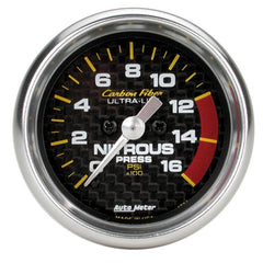 AutoMeter - Autometer Carbon Fiber 52mm 0-1600 PSI Full Sweep Electronic Nitrous Pressure Gauge - Demon Performance